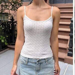 White Tank Top with Pink Floral Pattern